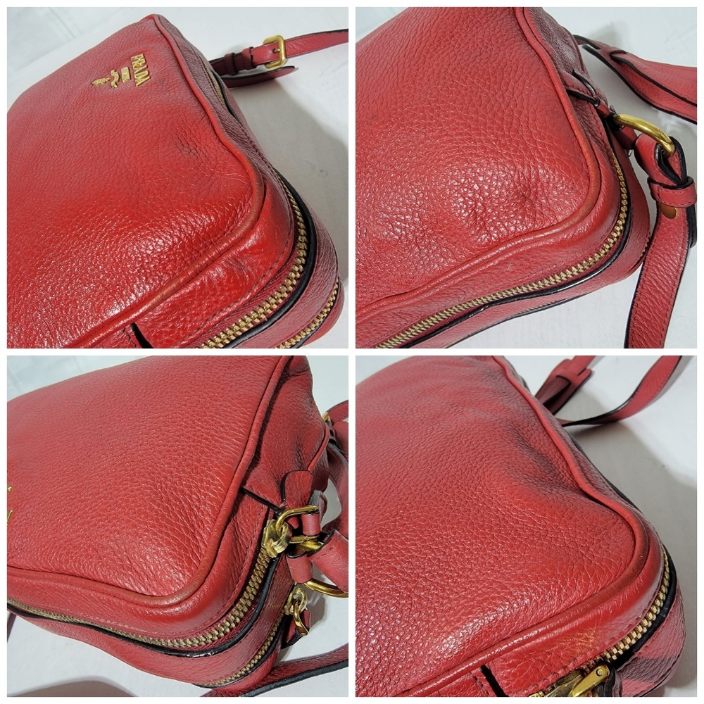 Authentic PRADA Vitello pocket Phenix Camera Bag Rosso - Picture 14 of 16